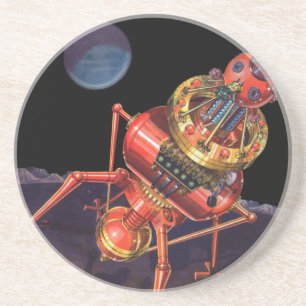 Vintage Science Fiction Astronaut with Alien Robot Coaster