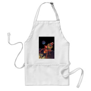 Vintage Science Fiction Astronaut with Alien Robot Standard Apron