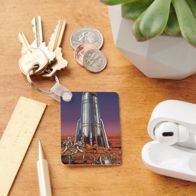 Vintage Science Fiction, Astronauts Beetle Aliens Key Ring (Desk)