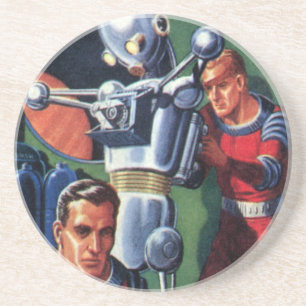 Vintage Science Fiction Astronauts Fixing a Robot Coaster