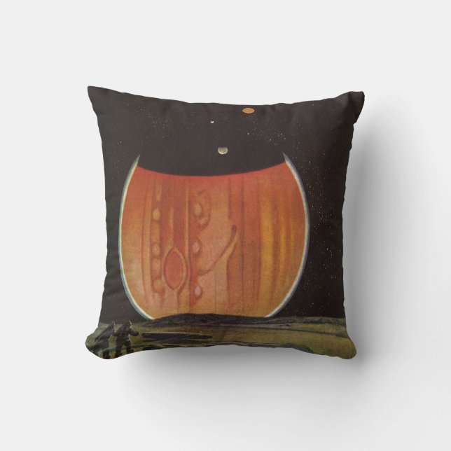 Vintage Science Fiction, Astronauts on Ganymede Cushion (Front)