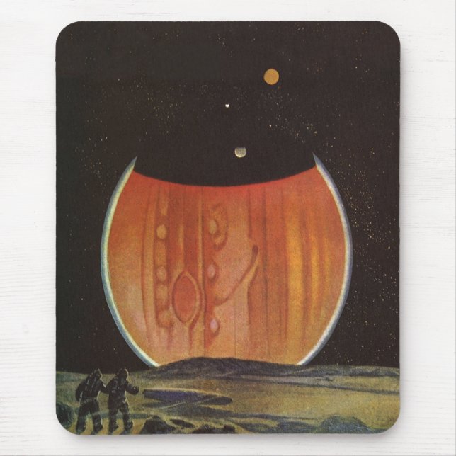 Vintage Science Fiction, Astronauts on Ganymede Mouse Pad (Front)