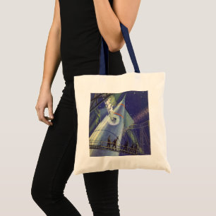 Vintage Science Fiction Astronauts on Rocket Ship Tote Bag