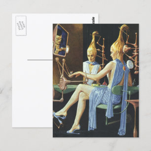 Vintage Science Fiction Beauty Salon Spa Manicures Postcard
