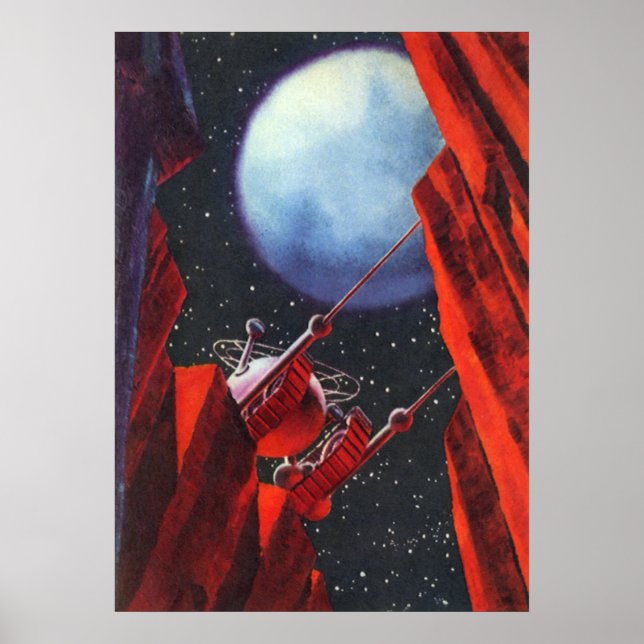 Vintage Science Fiction, Canyon Space Moon Rover Poster (Front)