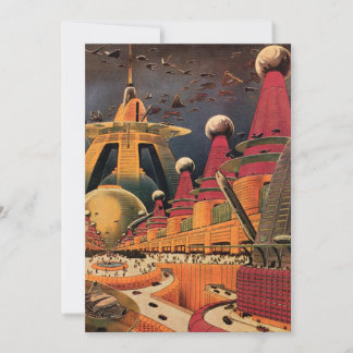 Vintage Science Fiction City Housewarming Party Invitation