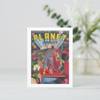 Vintage Science Fiction Comic Book Cover Postcard