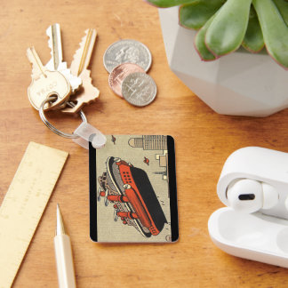 Vintage Science Fiction Cruise Ship Helicopter Key Ring
