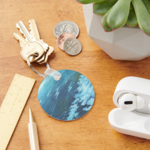 Vintage Science Fiction, Earth at Night with Stars Key Ring
