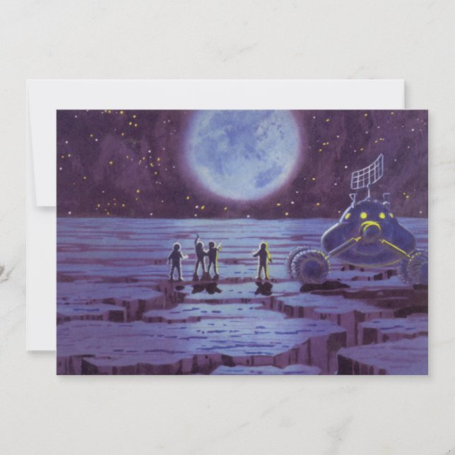 Vintage Science Fiction Earth Rover Aliens on Moon (Front)