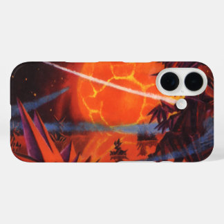 Vintage Science Fiction, Fiery Fire Sci Fi Planet iPhone 16 Case