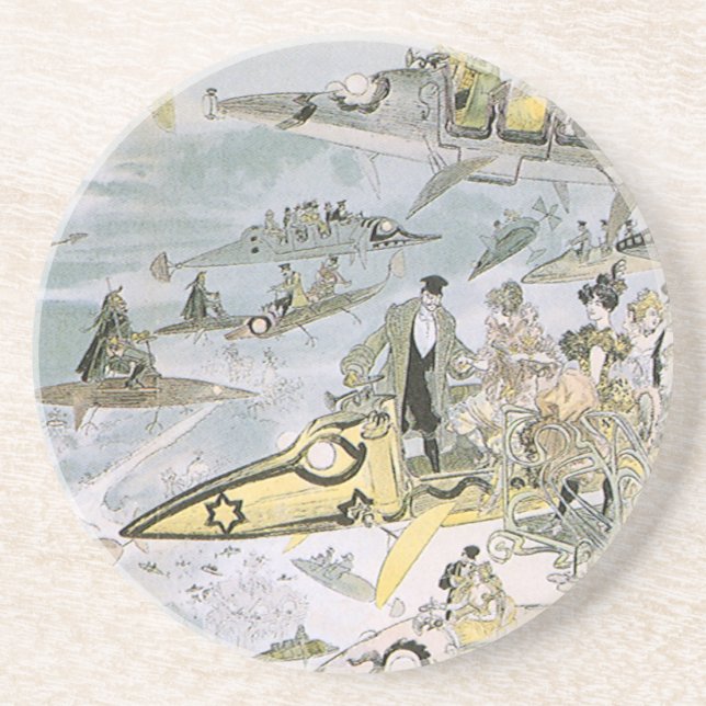 Vintage Science Fiction Futuristic Cars, Taxi Cabs Coaster (Front)