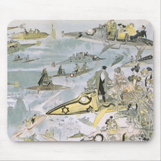 Vintage Science Fiction Futuristic Cars, Taxi Cabs Mouse Pad