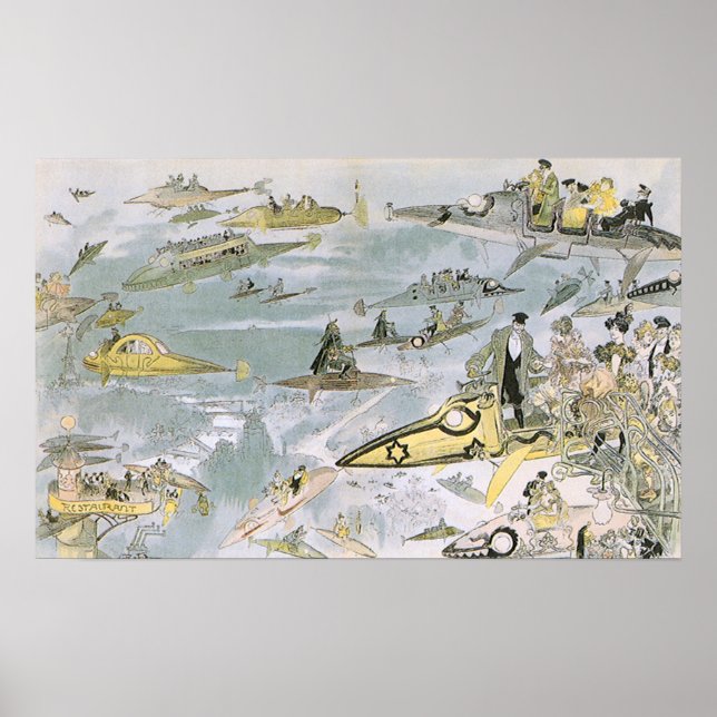 Vintage Science Fiction Futuristic Cars, Taxi Cabs Poster (Front)