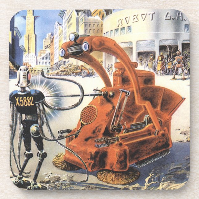 Vintage Science Fiction Futuristic City Alien Wars Coaster (Front)