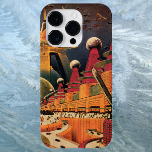 Vintage Science Fiction Futuristic City Flying Car iPhone 14 Pro Max Case
