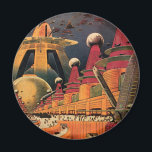 Vintage Science Fiction Futuristic City Flying Car Magnet<br><div class="desc">Vintage illustration travel and transportation science fiction image featuring a classic comic book retro sci fi urban setting with a city of the future. The architectural buildings are shaped like cones and vehicles are flying in the sky like birds while crowds of people are moving through the metropolis.</div>