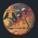 Vintage Science Fiction Futuristic City Flying Car Magnet<br><div class="desc">Vintage illustration travel and transportation science fiction image featuring a classic comic book retro sci fi urban setting with a city of the future. The architectural buildings are shaped like cones and vehicles are flying in the sky like birds while crowds of people are moving through the metropolis.</div>