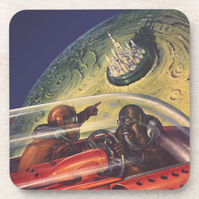 Vintage Science Fiction, Futuristic City on Moon Coaster (Front)