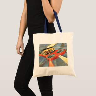 Vintage Science Fiction Futuristic Flying Car Tote Bag