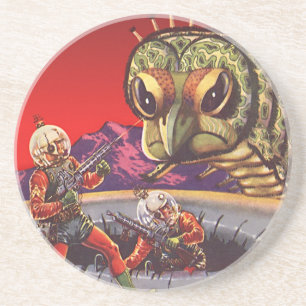 Vintage Science Fiction Giant Centipede Insect War Coaster