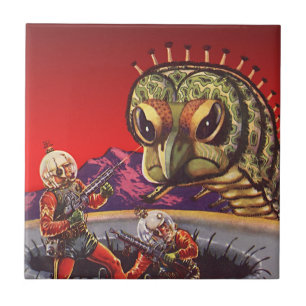 Vintage Science Fiction Giant Centipede Insect War Tile