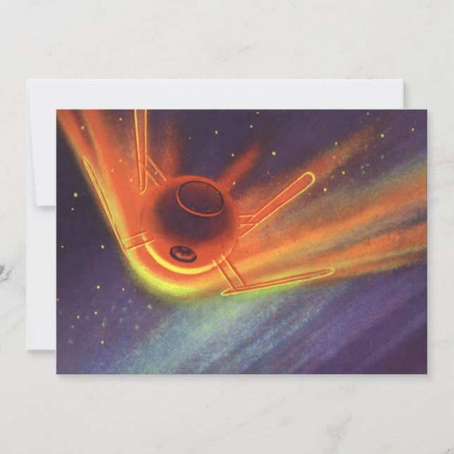 Vintage Science Fiction, Glowing Rocket in Space (Front)