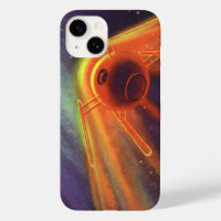 Vintage Science Fiction, Glowing Rocket in Space