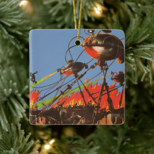 Vintage Science Fiction HG Wells War of the Worlds Ceramic Ornament