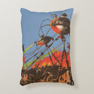 Vintage Science Fiction HG Wells War of the Worlds Decorative Cushion