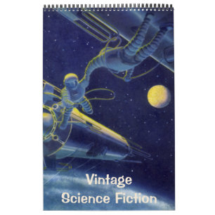 Vintage Science Fiction Illustrations, Retro SciFi Calendar