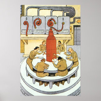 Vintage Science Fiction, Labratory Scientists Eat Poster