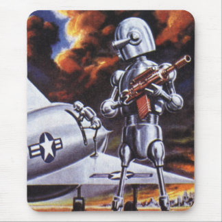 Vintage Science Fiction Military Robot Soldiers Mouse Pad