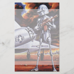 Vintage Science Fiction Military Robot Soldiers Stationery