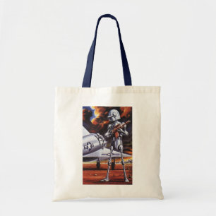 Vintage Science Fiction Military Robot Soldiers Tote Bag