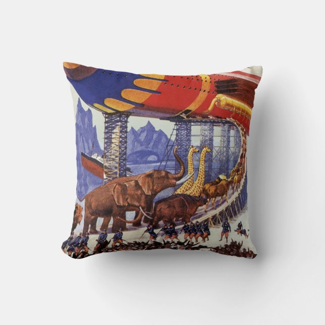 Vintage Science Fiction, Noah's Ark Wild Animals Cushion (Front)
