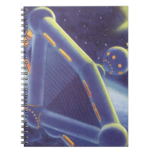 Vintage Science Fiction Orbiting Space Station Notebook