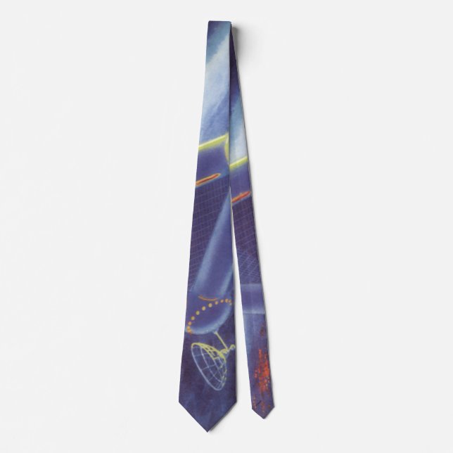 Vintage Science Fiction Orbiting Space Station Tie (Front)
