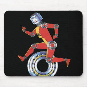 Vintage Science Fiction Robot Running with Wheel Mouse Pad