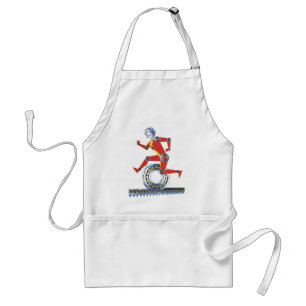 Vintage Science Fiction Robot Running with Wheel Standard Apron