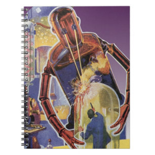 Vintage Science Fiction Robot with Laser Beam Eyes Notebook