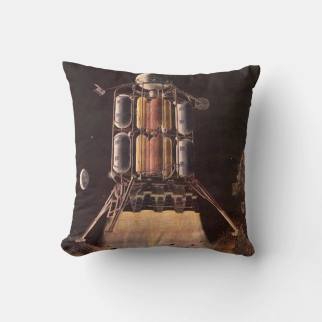 Vintage Science Fiction Rocket Blasting Off Planet Cushion (Front)