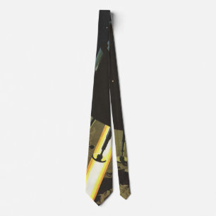 Vintage Science Fiction, Rocket Landing on Moon Tie