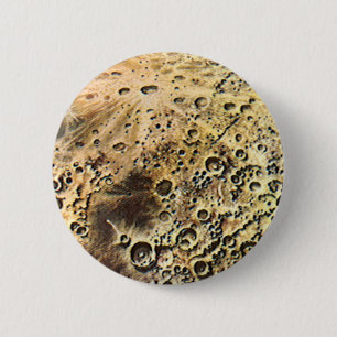 Vintage Science Fiction, Rocket Ship Over the Moon 6 Cm Round Badge