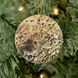 Vintage Science Fiction, Rocket Ship Over the Moon Ceramic Tree Decoration