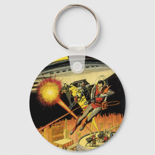 Vintage Science Fiction, Sci Fi Aliens from UFO Key Ring