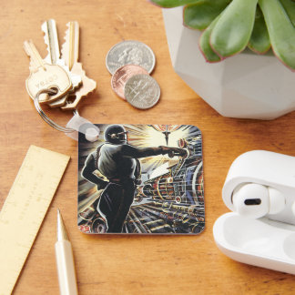 Vintage Science Fiction Sci Fi Futuristic Machines Key Ring