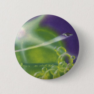 Vintage Science Fiction Sci Fi Green Bubble Planet 6 Cm Round Badge
