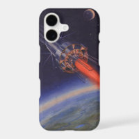 Vintage Science Fiction, Sci Fi Rocket over Earth