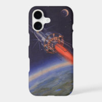 Vintage Science Fiction, Sci Fi Rocket over Earth